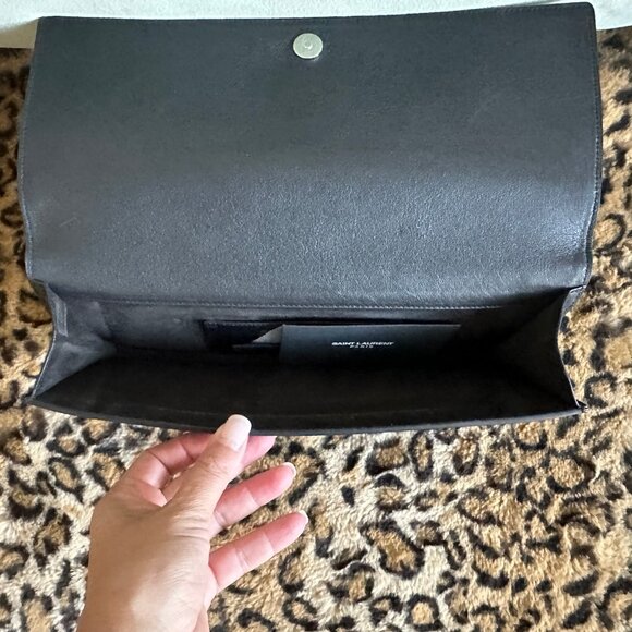 Saint Laurent black jeweled embellished leather clutch - Picture 3 of 3